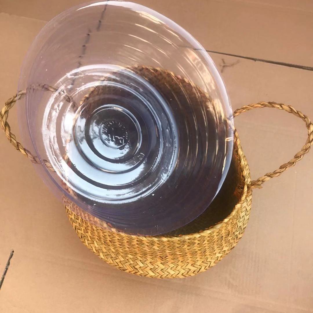 Algas nórdicas tejida flor cesta flor olla seca cesta mano tejida cesta de almacenamiento de ratán tejido bambú cesta salón