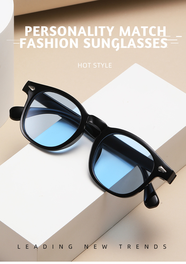 New European And American Retro Round Frame Rice Nail Sunglasses For Men Popular Sunglasses Trendy UV Resistant Sunglasses_voghion.com