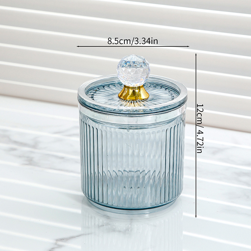 Caja de almacenamiento de hisopo de algodón tocador de escritorio para el hogar tubo de acrílico de plástico transparente a prueba de polvo con tapa Luz Portátil de lujo de alta gama