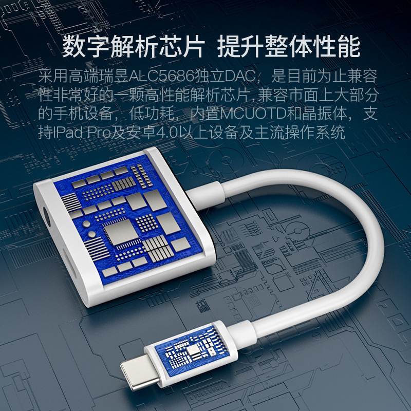 适用苹果转接头lightning二合一数字音频线支持PD60W充电通话听歌|undefined