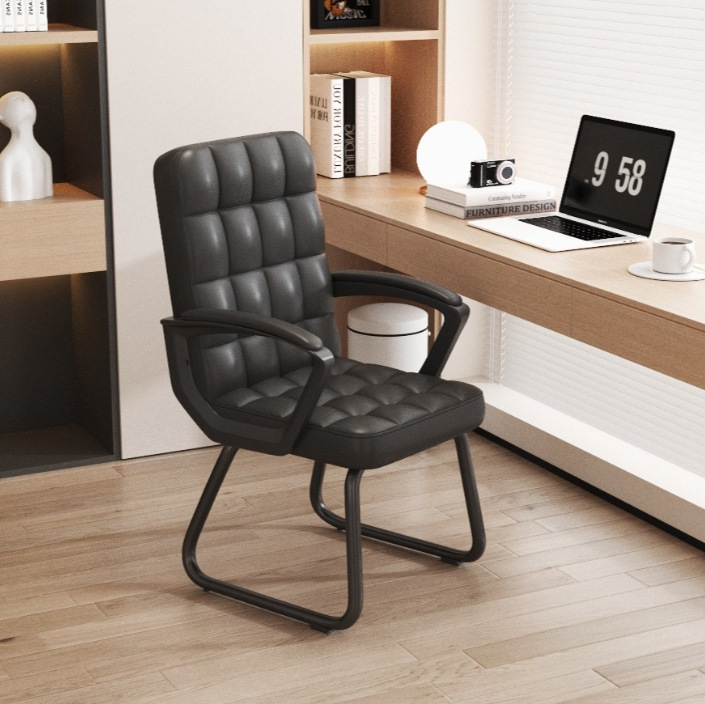 Silla de oficina silla de mahjong silla de sala de reuniones simple silla de arco para el hogar silla de computadora taburete con respaldo sedentario negro