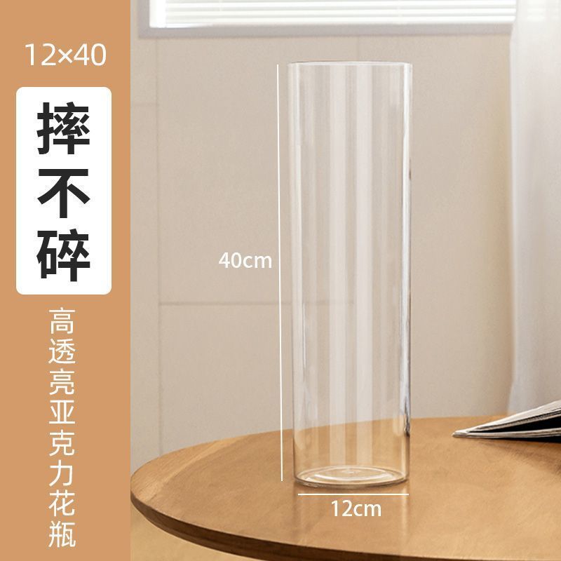 Vaso acrílico de alta transparencia a prueba de caídas abundante bambú de meseta hidropónico flores interiores decoración de mesa despierta barril de flores