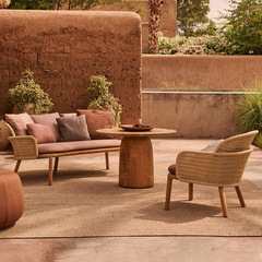 Outdoor Sofa Solid Wood Wicker Garden Courtyard Balcony Open Air Lazy Person Set of Three Coffee Table Villa Hotel Combination