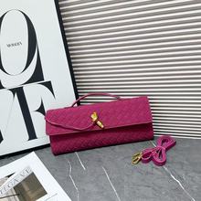 B家2024夏天跨境新款真皮法棍包编织手拿晚宴包手提单肩斜挎包包