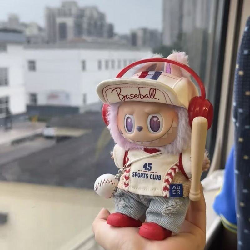 仅衣服Labub娃衣衣服棒球衫搪胶脸公仔娃娃衣la布布可着替棒球帽|undefined