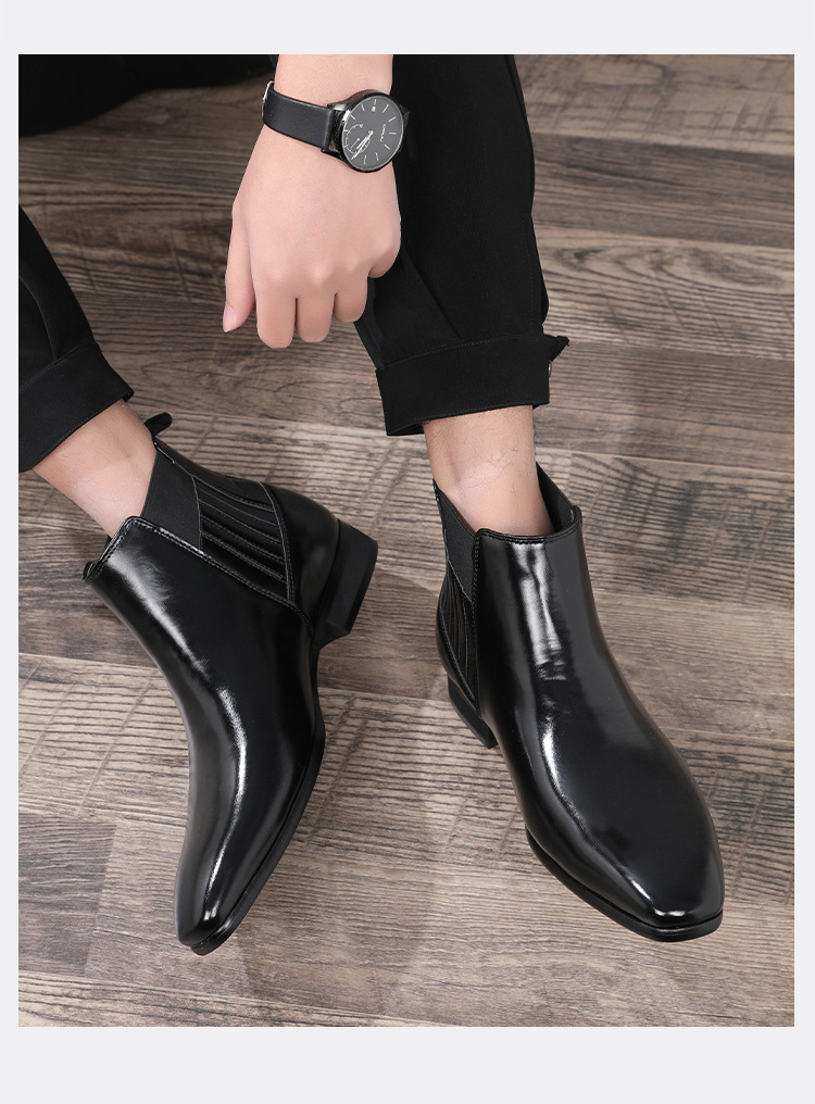 Schlichte High-Top-Business-Schuhe aus Leder für Herren_voghion.com