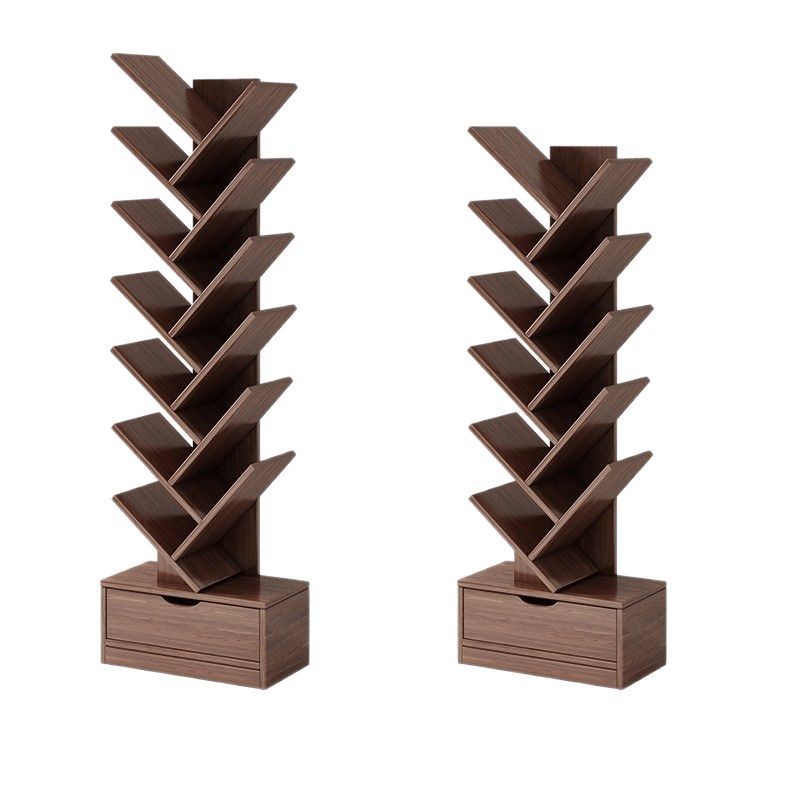 Estantería en forma de árbol Estante de piso Estante de madera maciza Estante vertical simple Esquina de la sala de estar Estante de almacenamiento de libros integrado contra la pared