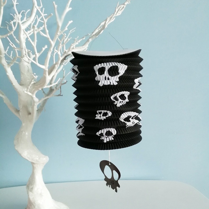 Halloween Organo linterna casa embrujada bar escenas de decoración lámpara de calabaza colgante linterna de papel plegable