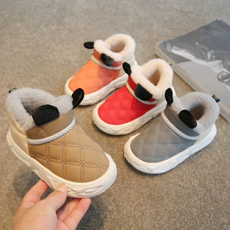 Детская хлопчатобумажная обувь зимняя мужская детская крытая кожа водонепроницаемая домашняя одежда