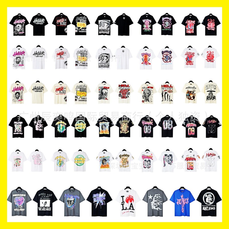 Cross-Border 26S American Fashion New High-Quality Loose-Fitting T-Shirt Pure Cotton Front and Back High-Definition Print Casual Couple Trendy Short-Sleeve Cross-Border 26S American Fashion New High-Quality Loose-Fitting T-Shirt Pure Cotton Front and Back High-Definition Print Casual Couple Trendy Short-Sleeve