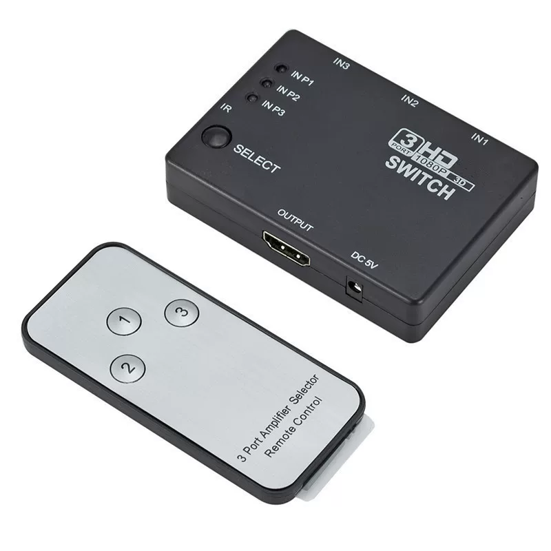 HDMI-переключатель 3-входа в 1-выход с встроенным ИК-приёмником, HDMI 3 входа 1 высокоразрешающий конвертер
