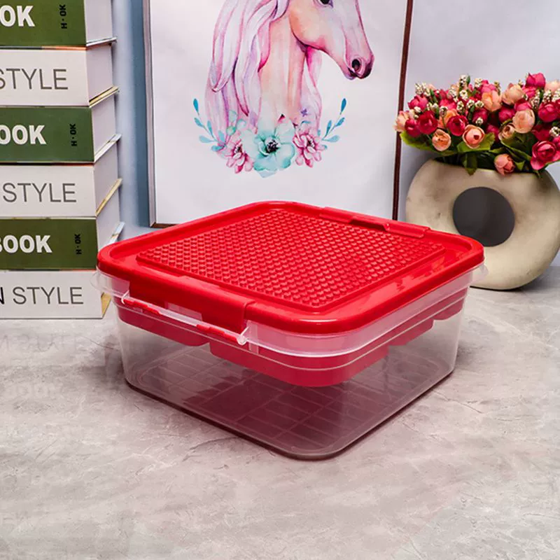 Square transparent plastic storage box, toy, constructor with accessories, wholesale