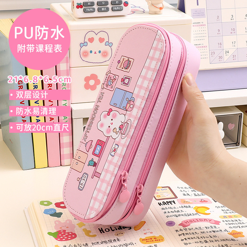 Temporada escolar de alto valor de doble capa de gran capacidad simple bolsas de lápiz de jóvenes estudiantes bonitos papelería caja de lápiz papelería