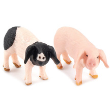 創意實心農場家畜小豬模型金華豬小粉豬垂耳可愛桌面沙盤擺件跨境