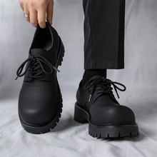 3192巴黎米色德比鞋英伦风休闲增高厚底大头鞋子潮流百搭通勤男鞋