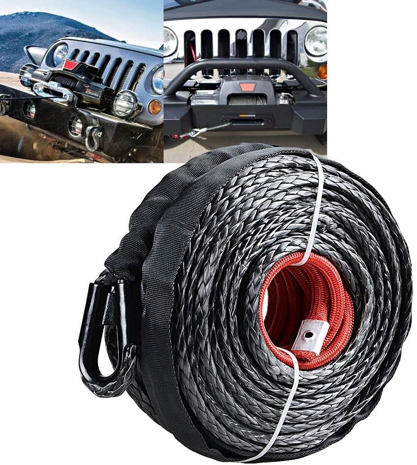 Winch Rope 3/8Inch9.5Mm Synthetic Winch Rope Winch Rope with Sheath Off-Road Vehicle Modification
