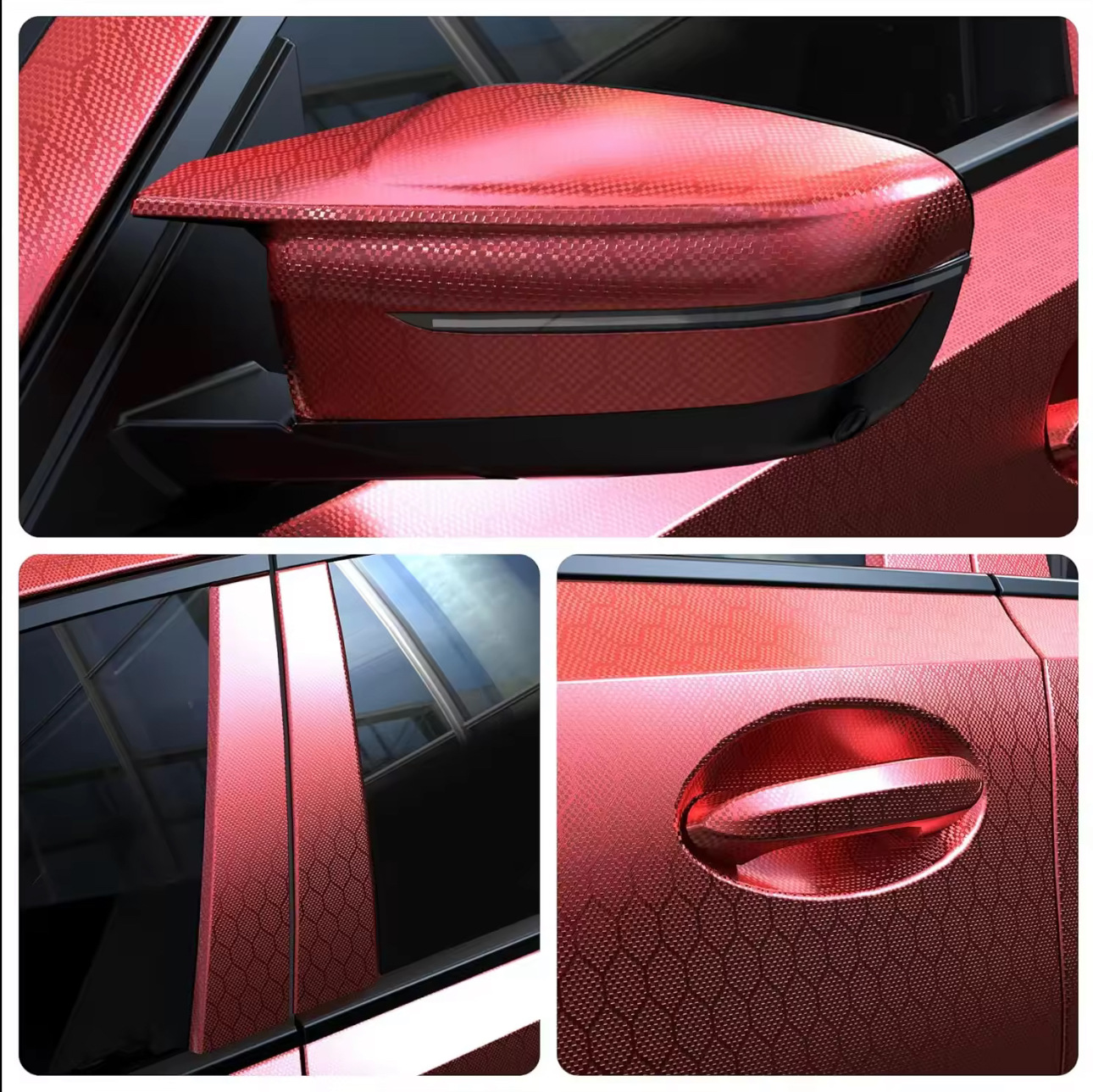 Cross-Border Export Automotive Pet Matte Electroplated Color-Changing Film for Car Body Decoration and Interior Modification, Automotive Honeycomb Color-Changing Film