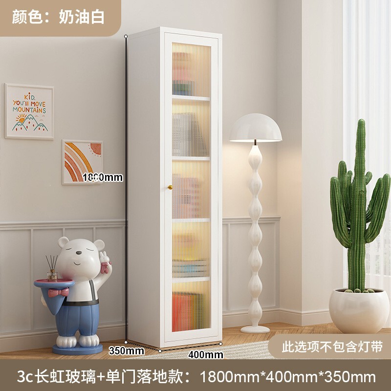 钢制书柜玻璃门防尘书架简约现代铁艺置物柜客厅储物柜家用展示柜|undefined