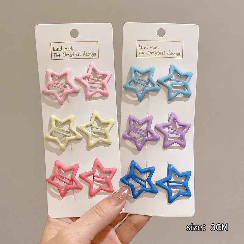 Nuevo clip de BB dopamina de color estrella de pentaco pequeño clip de cabello para niños tocado para niños lindos bordes laterales clip de cabello