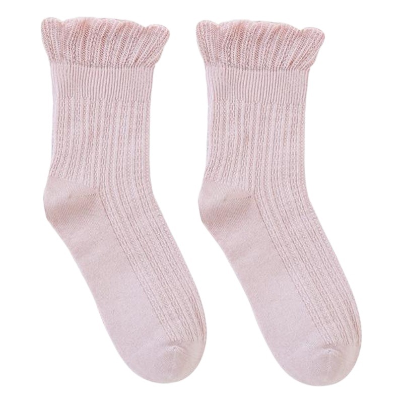 20 Otoño Nuevos calcetines de confinamiento calcetines sueltos de encaje de estilo coreano para mujer calcetines de media pantorrilla mujeres embarazadas postparto calcetines de doble aguja de algodón peinado Primavera