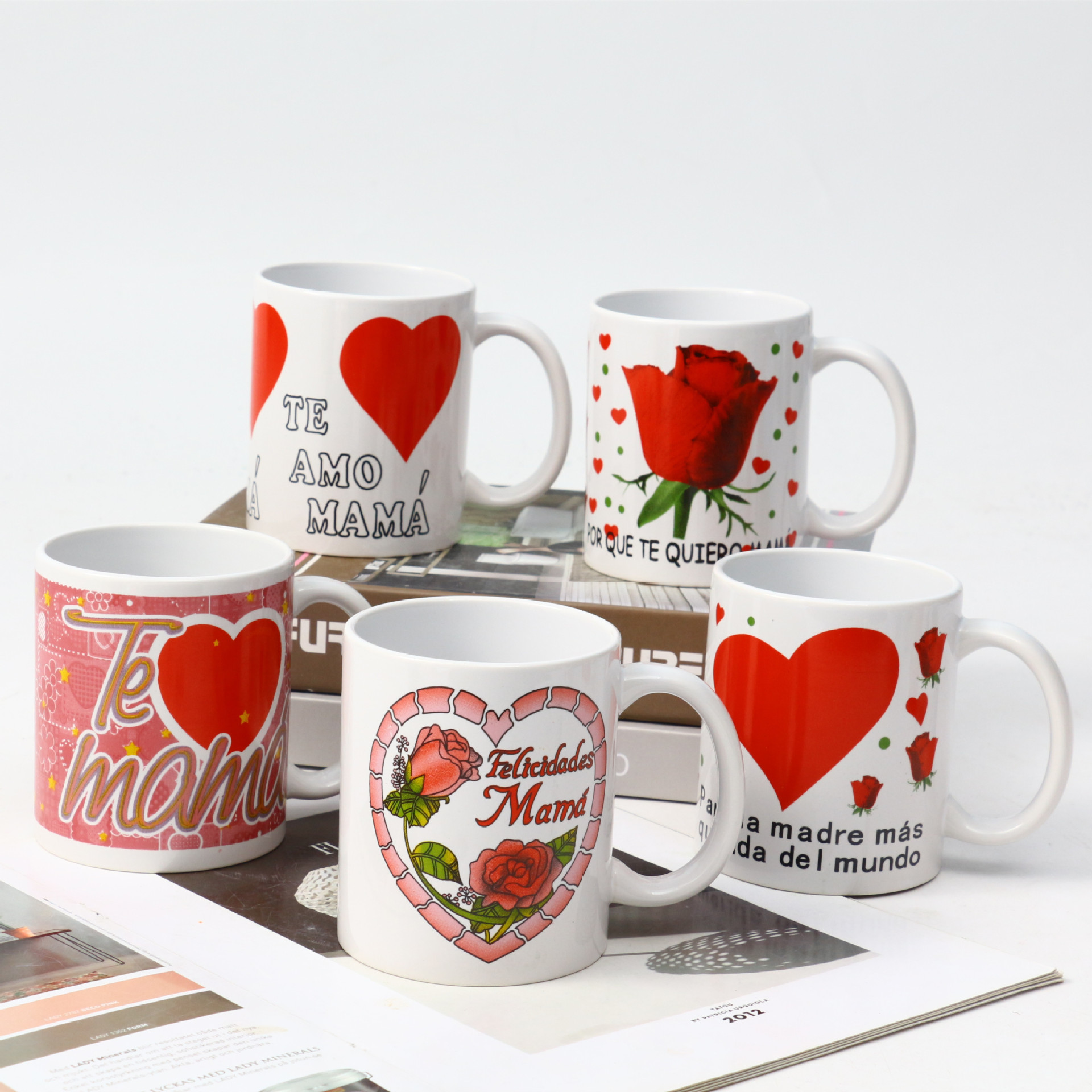 Taza de cerámica de alta temperatura 11oz, taza de café personalizada para Día de la Madre con logotipo o texto