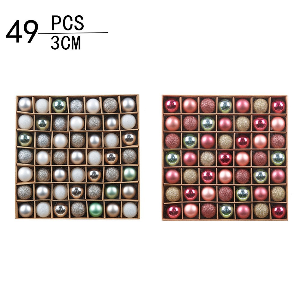 NJN nuevo 3cm 49 paquetes de bolas pintadas set de bolas de decoración de árbol de Navidad caja de cuero de vaca decoración de Navidad