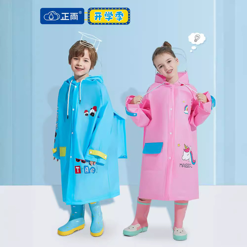 Children's Raincoat for Boys and Girls 2021 New School Backpack-Compatible Waterproof Cartoon Raincoat for Kids