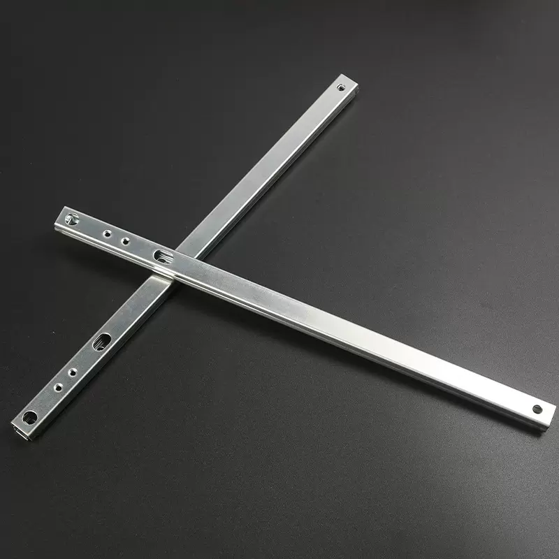 17宽双向二折走珠滑轨 二节式带手动解锁机构镀锌滑轨厂家批发