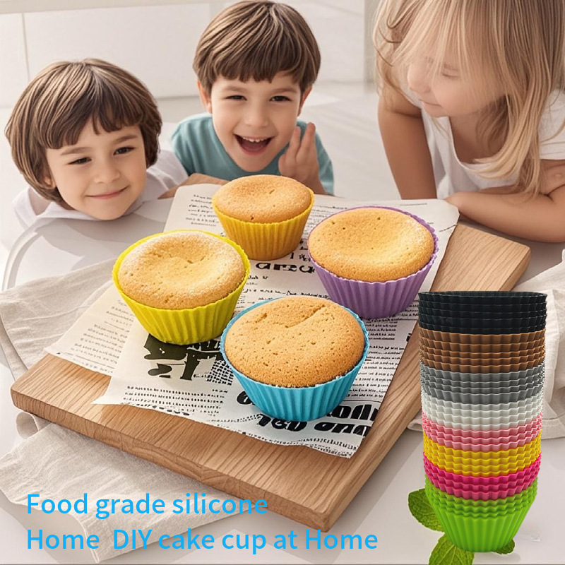 Cross-border Silicone Cake Mold Round Mafen Cup 7cm Jelly Pudding Puff Mold DIY Baking Egg Tart Rice Cake Mold
