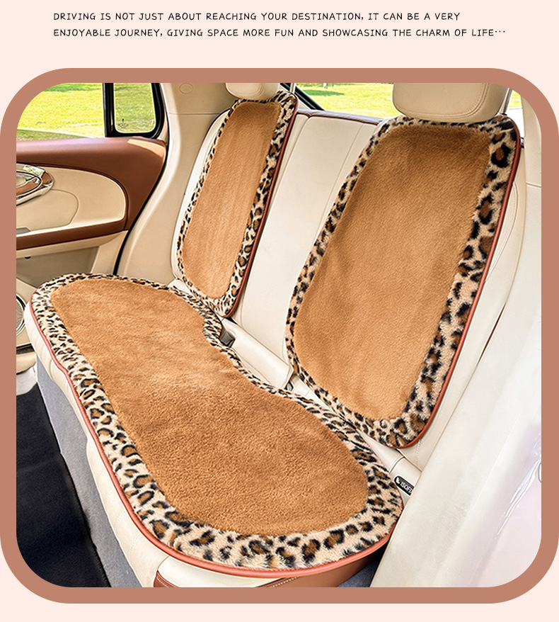 Cross-Border Leopard Print New Car Seat Cushion, Winter Thickened and Warm, Plush and Cute Car Seat Cover