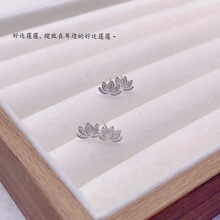 足银990莲花直针耳钉好运连连气质清雅日常百搭时尚高级气设计感