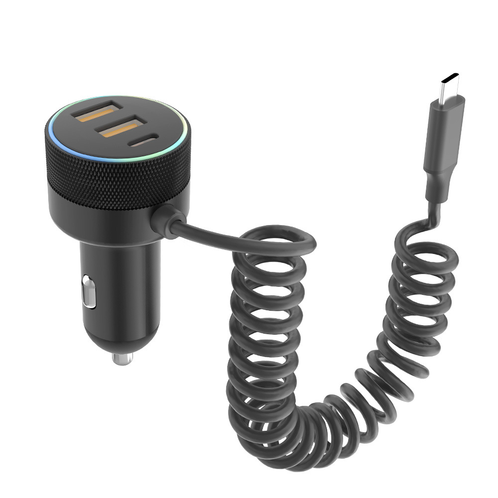 多孔车充45W手机电脑等车载充电器QC3.0快充点烟器充电头车用