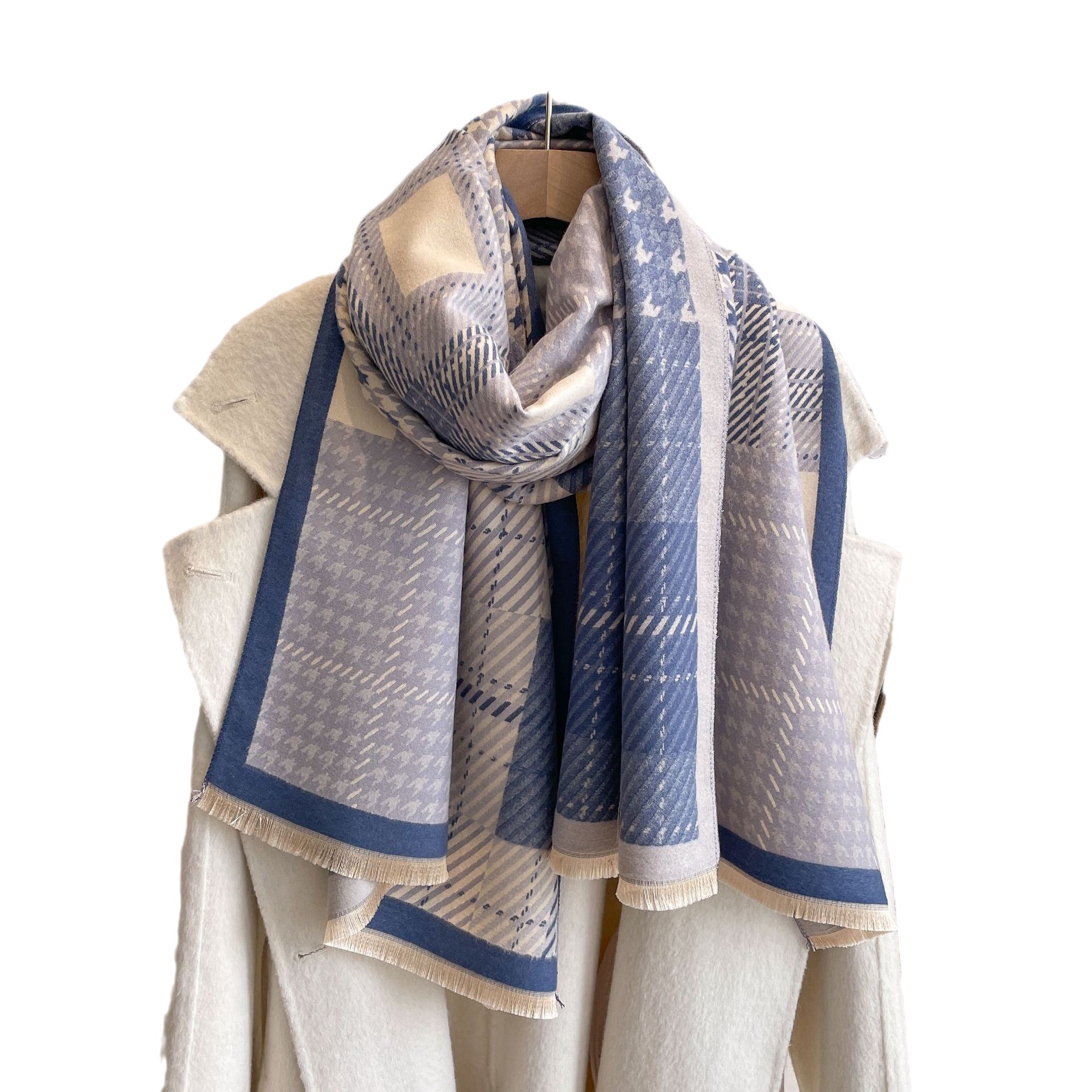 2023 nuevo estilo coreano moda Otoño e Invierno cálido bufanda larga engrosada bufanda decorativa Cachemira pata de gallo bufanda