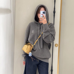 正确版本原标罗家小红书网红款简约慵懒风宽松秋冬季连帽毛衣男女