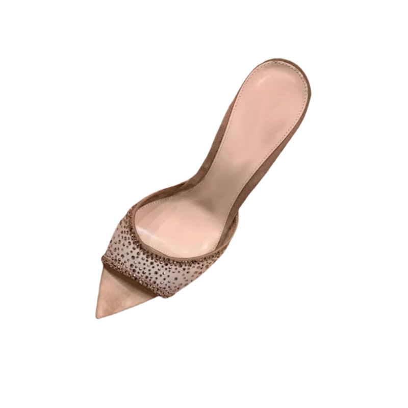 2026 New Open-Toe Pointed Mesh Rhinestone Sandals For Women, Summer Outdoor Elegant Thin-Heeled High-Heel Slippers_vogvips.com