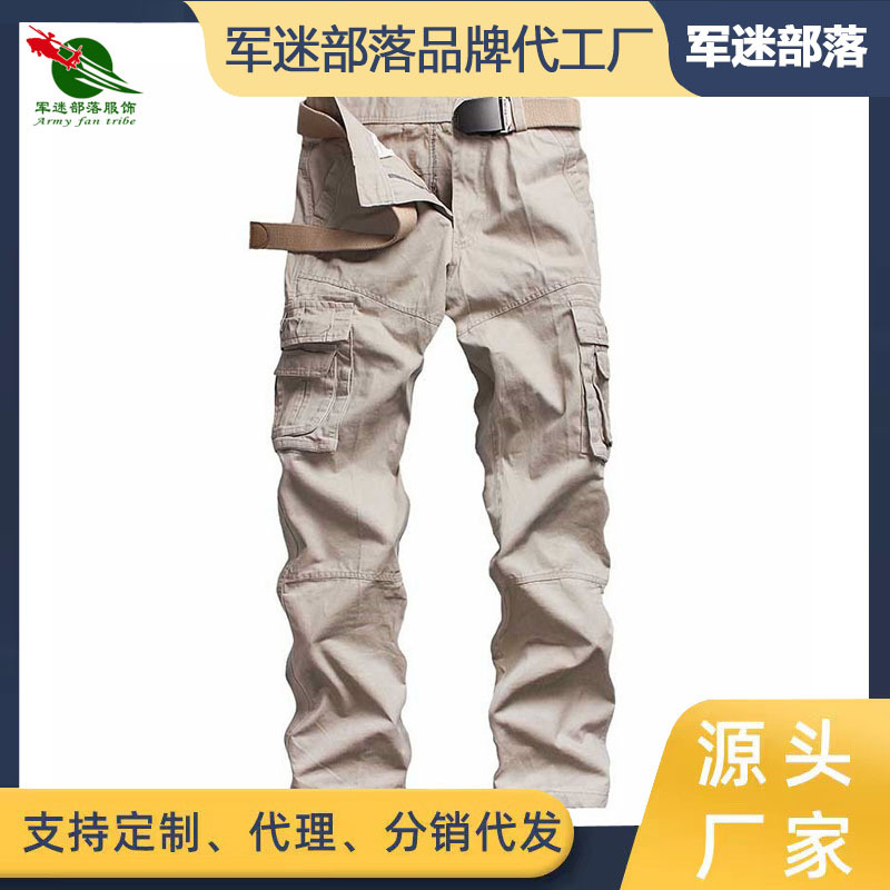 Men's Casual Pants, Large Size, Spring and Autumn, Multi-Pocket Straight-Leg Pants, Men's Cargo Pants, Loose-Fitting Sweatpants, Men's Trendy Brand