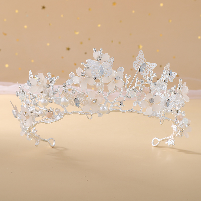 Elegant Braut Süss Blume Schmetterling Legierung Überzug Inlay Künstlicher Kristall Künstliche Perlen Strasssteine Krone display picture 3