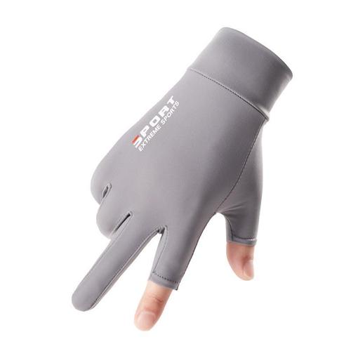 Ice Silk Gloves Men's Summer Two Fingers Takeaway Cycling Driving Outdoor Sunscreen Thin Gloves Xinji Cross-Border A34B
