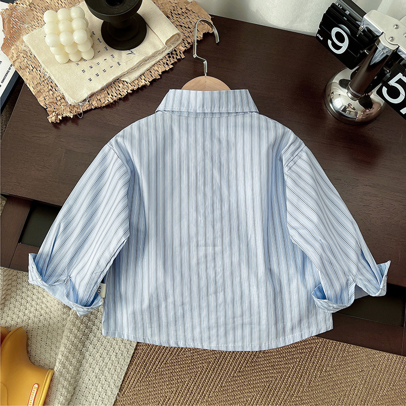 2025 otoño nueva camisa de ropa infantil para hombres y mujeres, camisa de manga larga para niños, camisa coreana de primavera