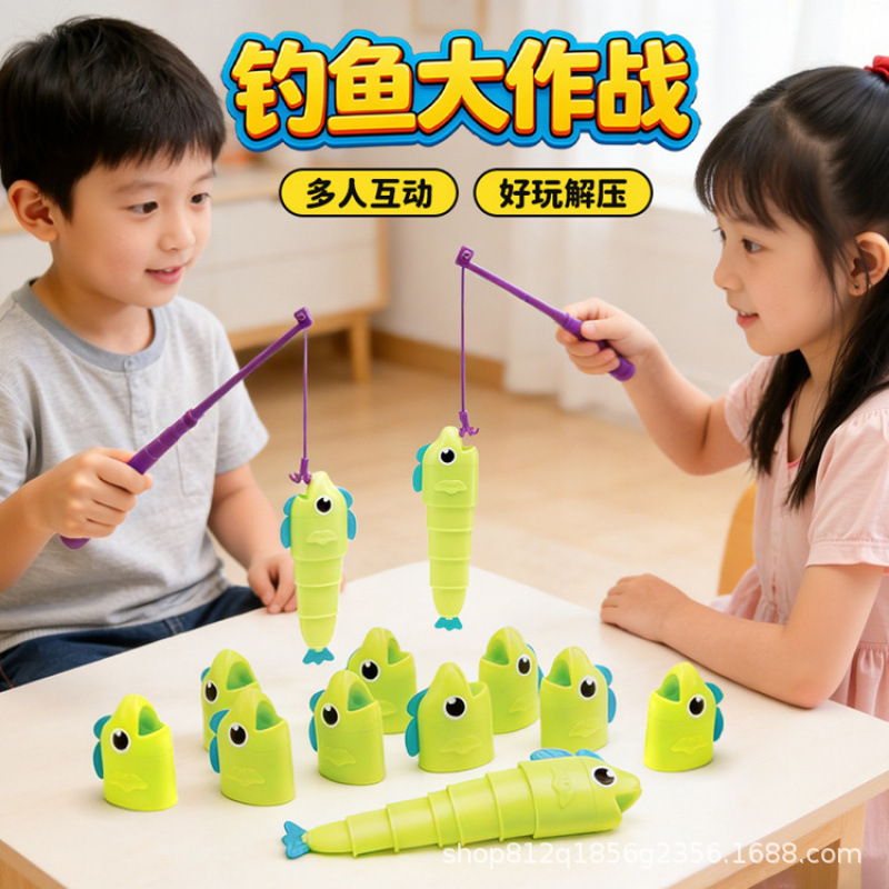 (Cross-border trading), telescopic fishes for fishing, table fighting set, toy, family style, early education