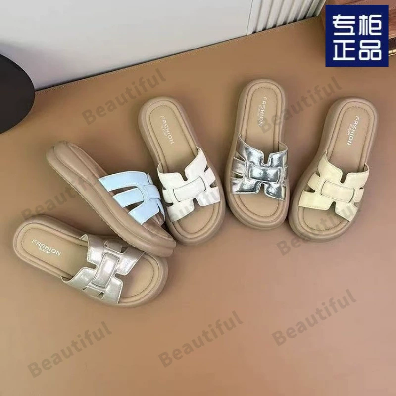 Летние женские тапочки на толстой подошве толщиной 5 см, пляжные дышащие однотонные сандалии, ленивые и дышащие.