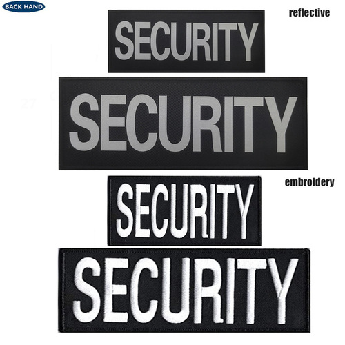 Hook and loop Velcro safety patch embroidered letters SECURITY large and small uniform reflective cloth patch
