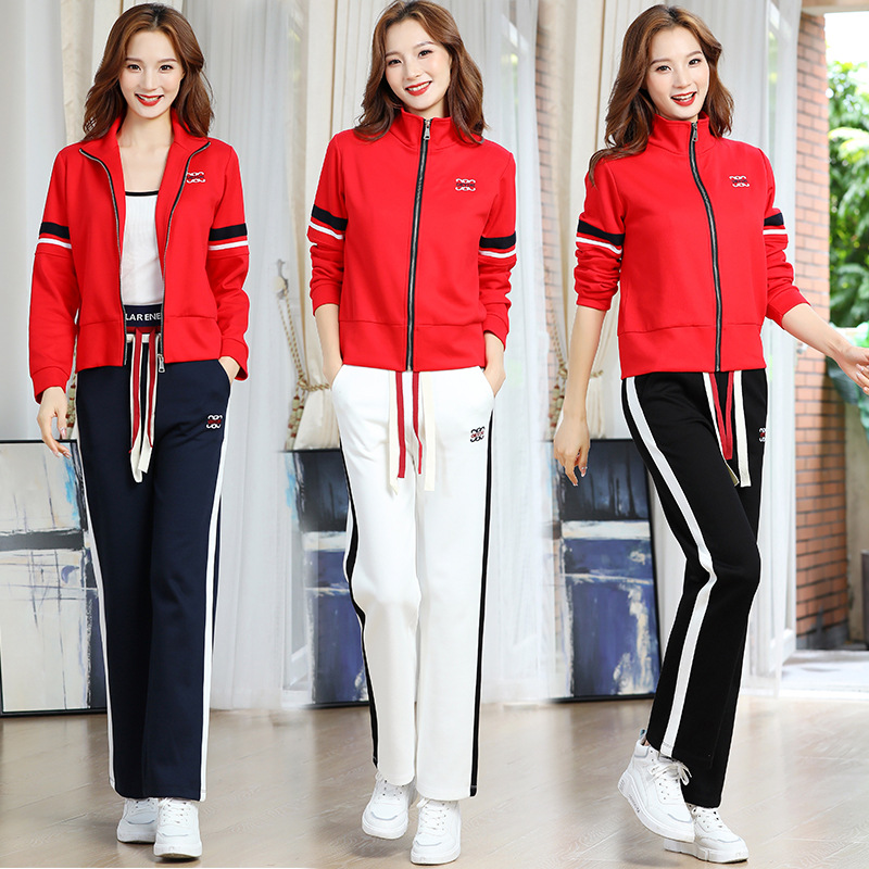 Fashionable shuffle dance clothing new suit women's spring and autumn square dance cotton jump aerobics group dance performance clothing
