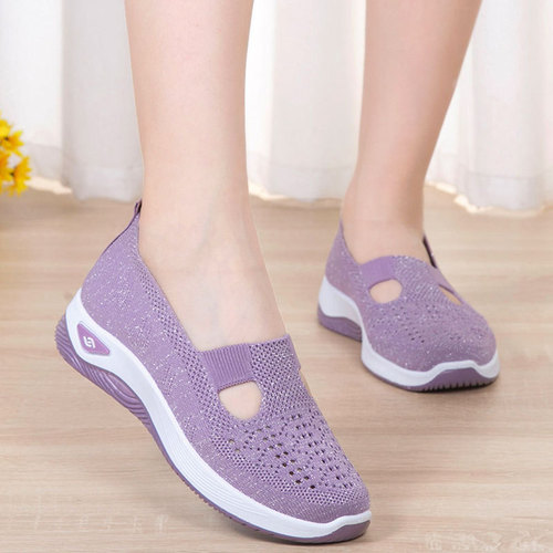 Mom's shoes for middle-aged and elderly summer breathable and comfortable single shoes wholesale cross-border soft sole leisure one-leg mesh shoes for women