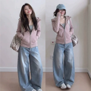 修身连帽卫衣短款外套女秋2026新款韩系氛围感穿搭收腰瑜伽服上衣