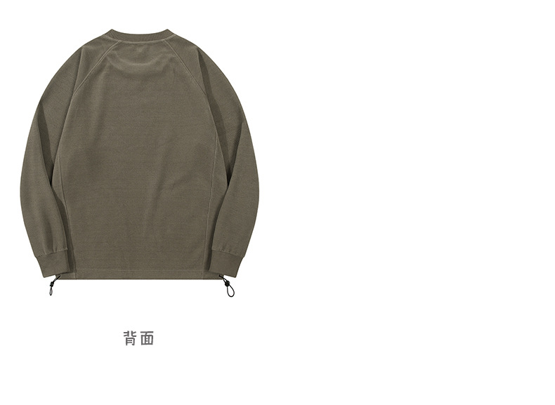 登爵男装日系格子插肩袖圆领套头卫衣男情侣宽松束口插袋潮牌上衣