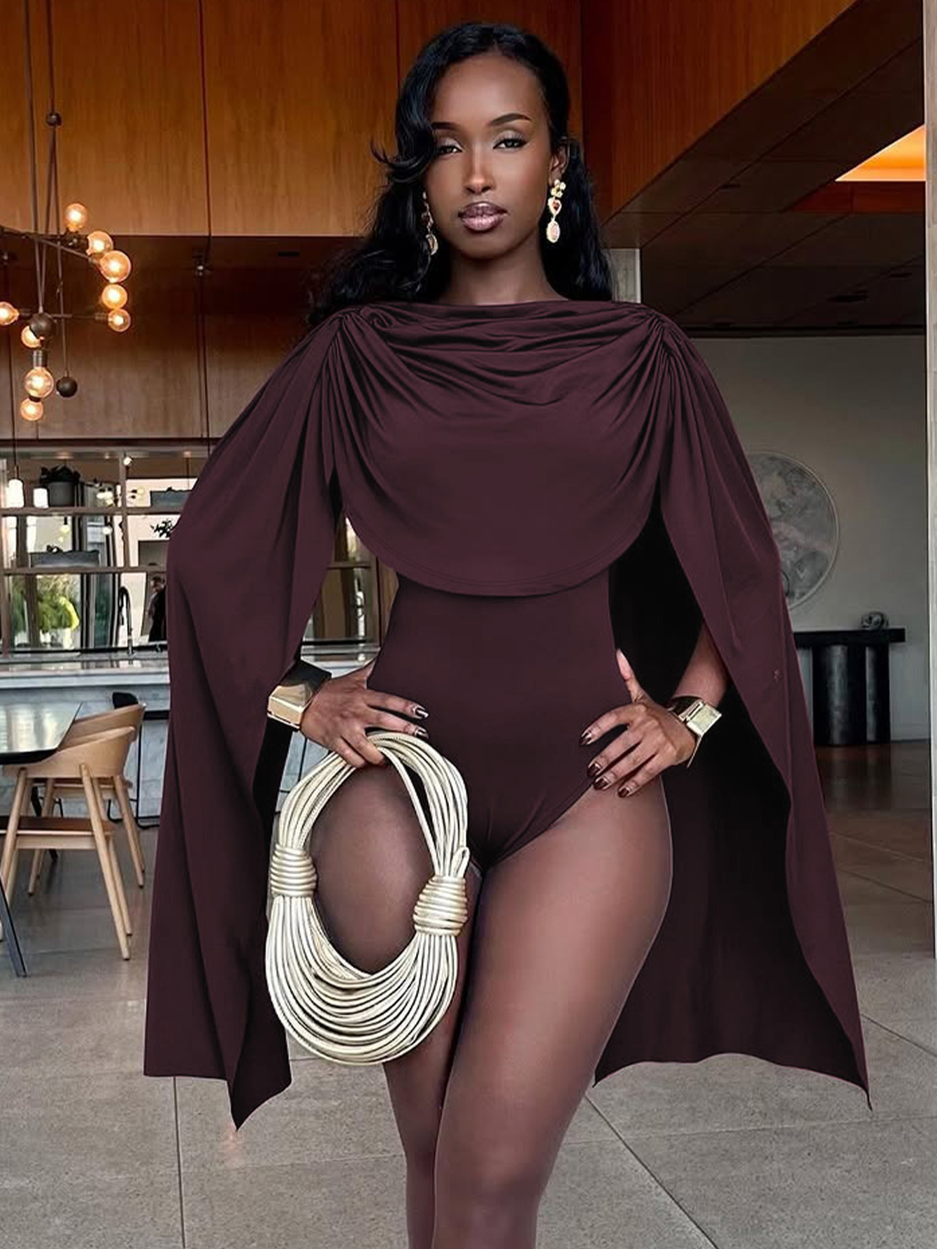 Women's High Waist Bodysuit Elegant Solid Colour Jumpsuit Romper_voghion.com