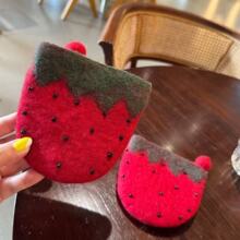 草莓零钱包尼泊尔羊毛毡挂件戳戳乐可爱包包挂件钥匙扣玩偶礼物潮