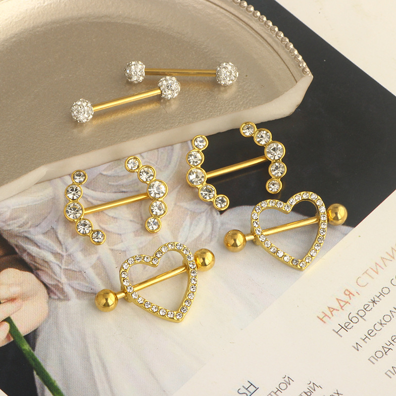 3 Pairs Rose Gold Nipple Ring Set Stainless Steel Geometric Nipple Jewelry for Men Women detail image 15