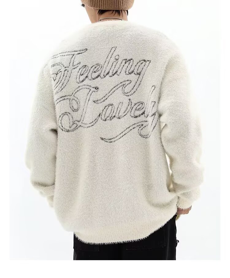 Herren Oversized Gothic Angel Strickpullover Warmes Fleece_voghion.com